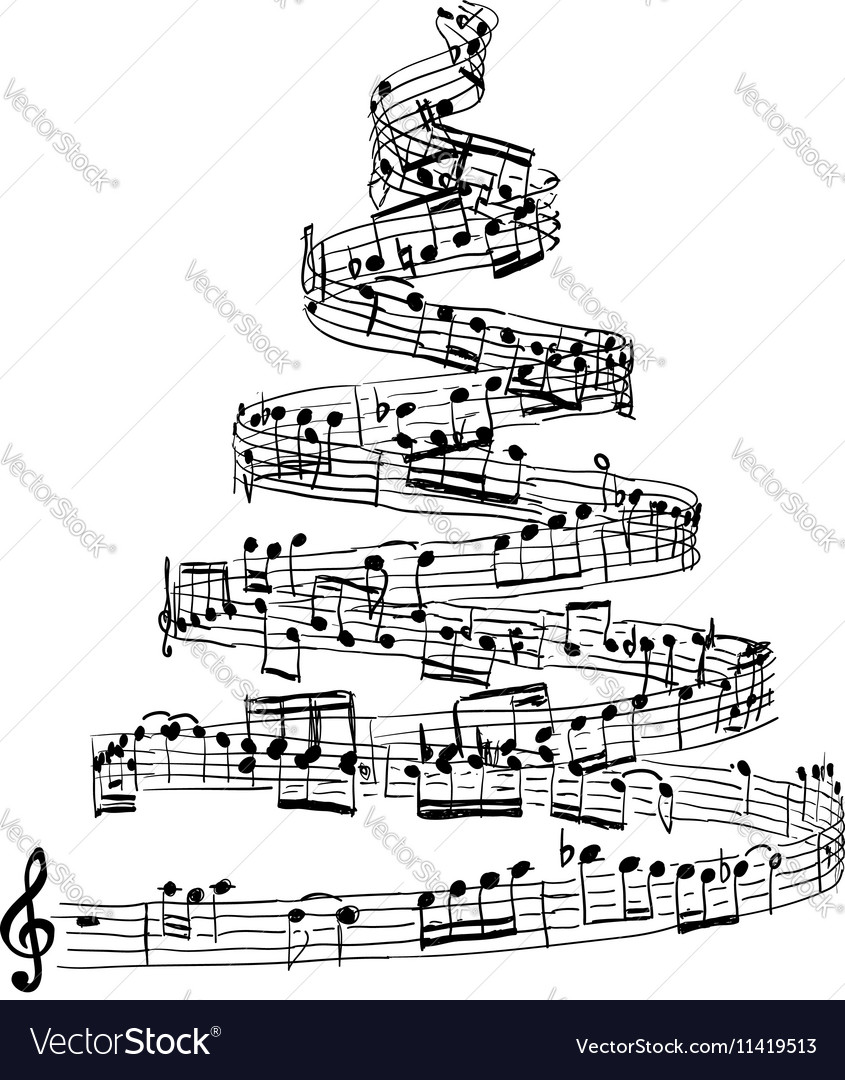 Download Christmas tree from music notes Royalty Free Vector Image