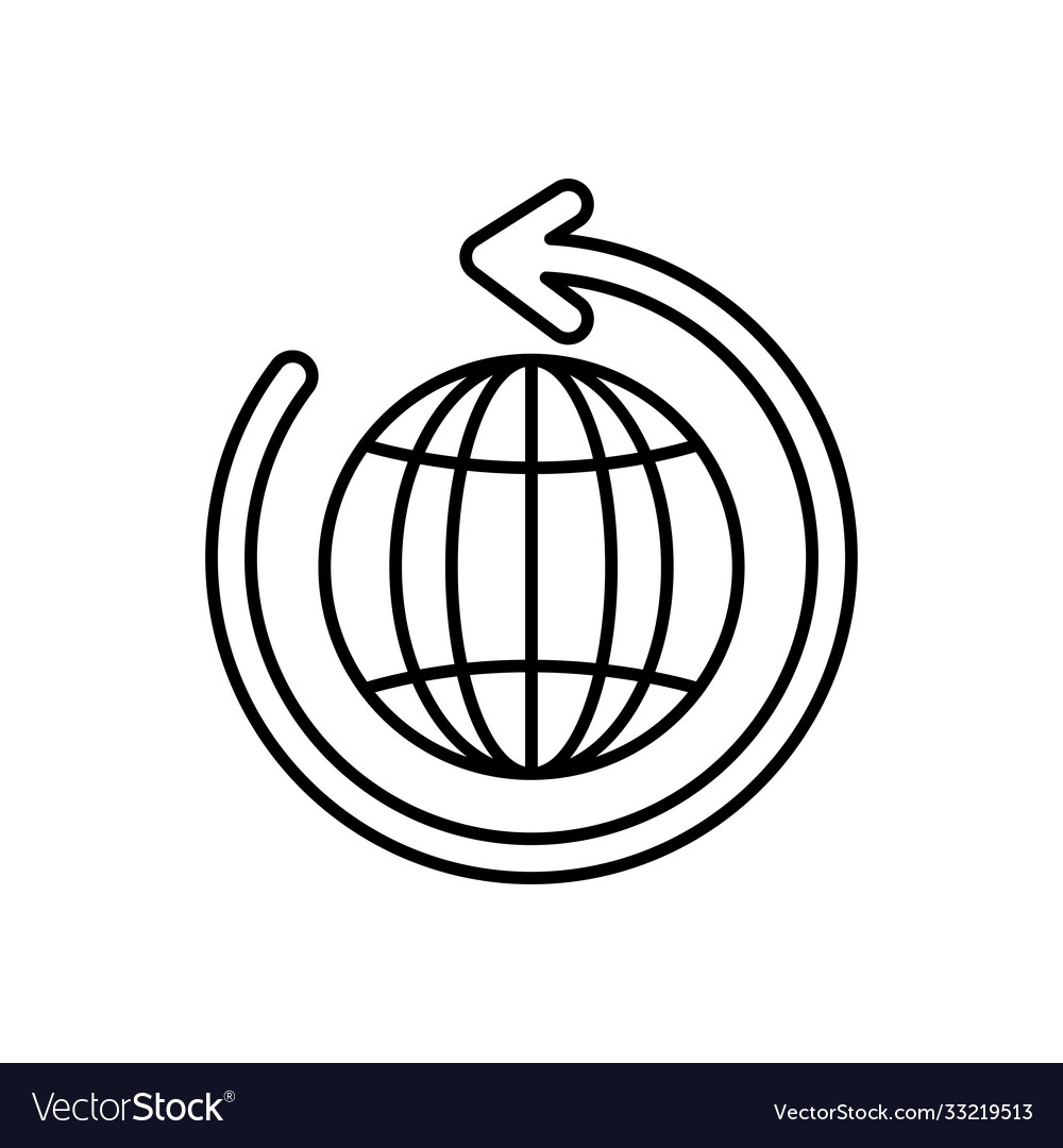 Circle arrow and global sphere icon line style