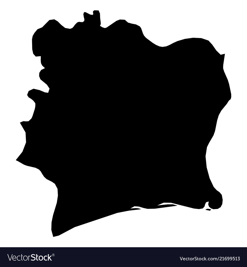 Cote d ivoire - solid black silhouette map Vector Image