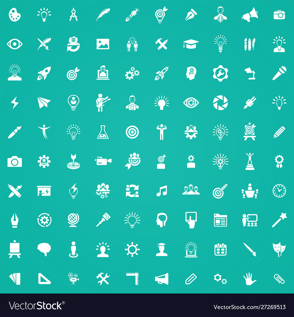 Creative process 100 icons universal set for web
