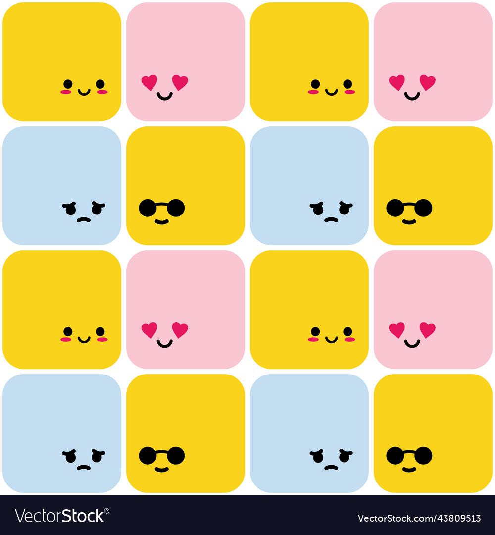 Cute rounded square-shaped characters pattern vector image Cute rounded square-shaped characters pattern