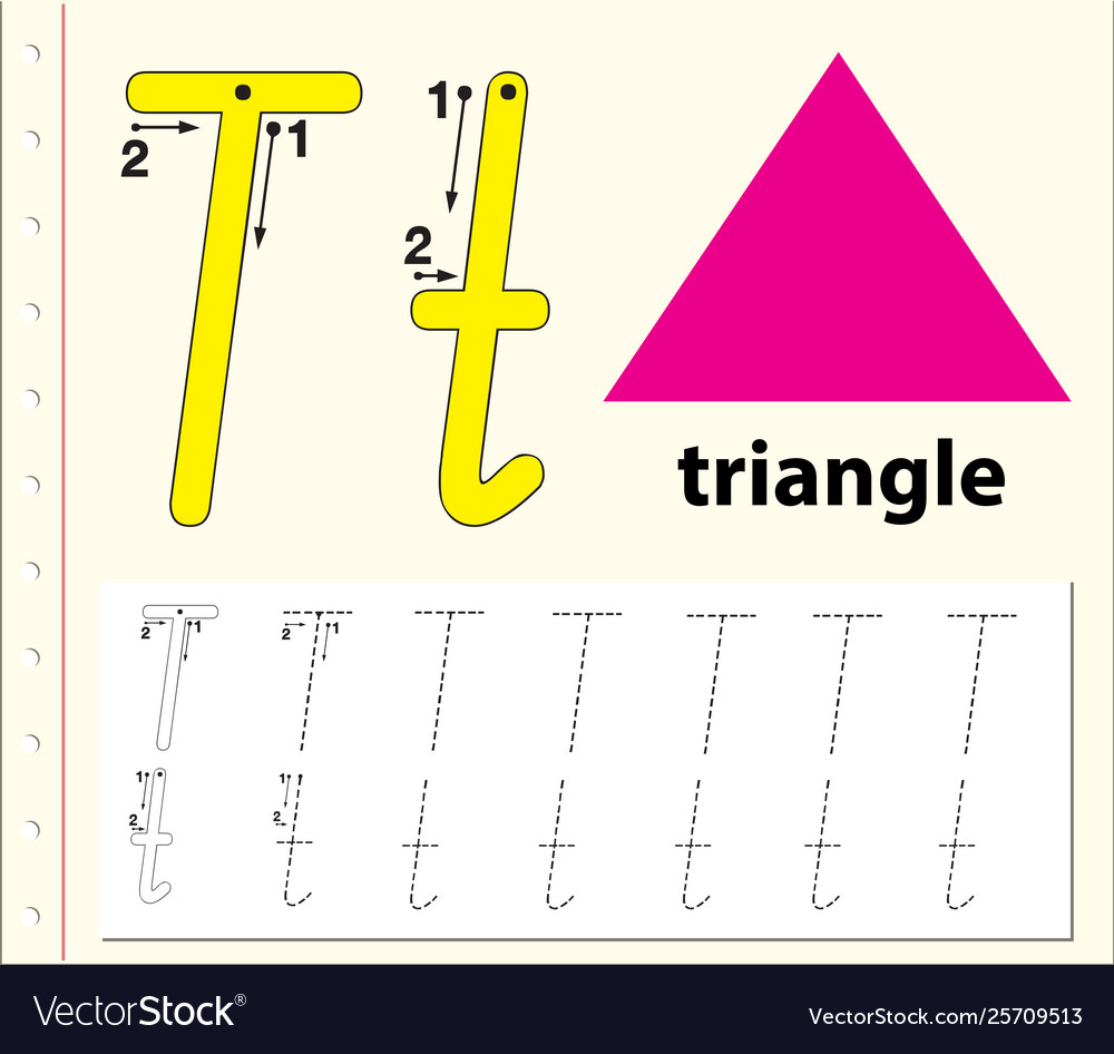 Letter t tracing alphabet worksheets