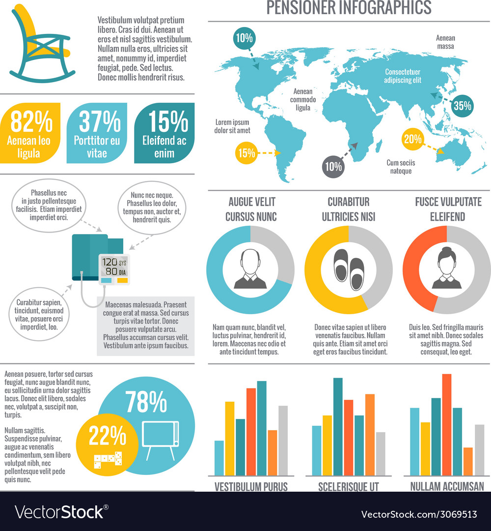 Pensioners life infographics Royalty Free Vector Image