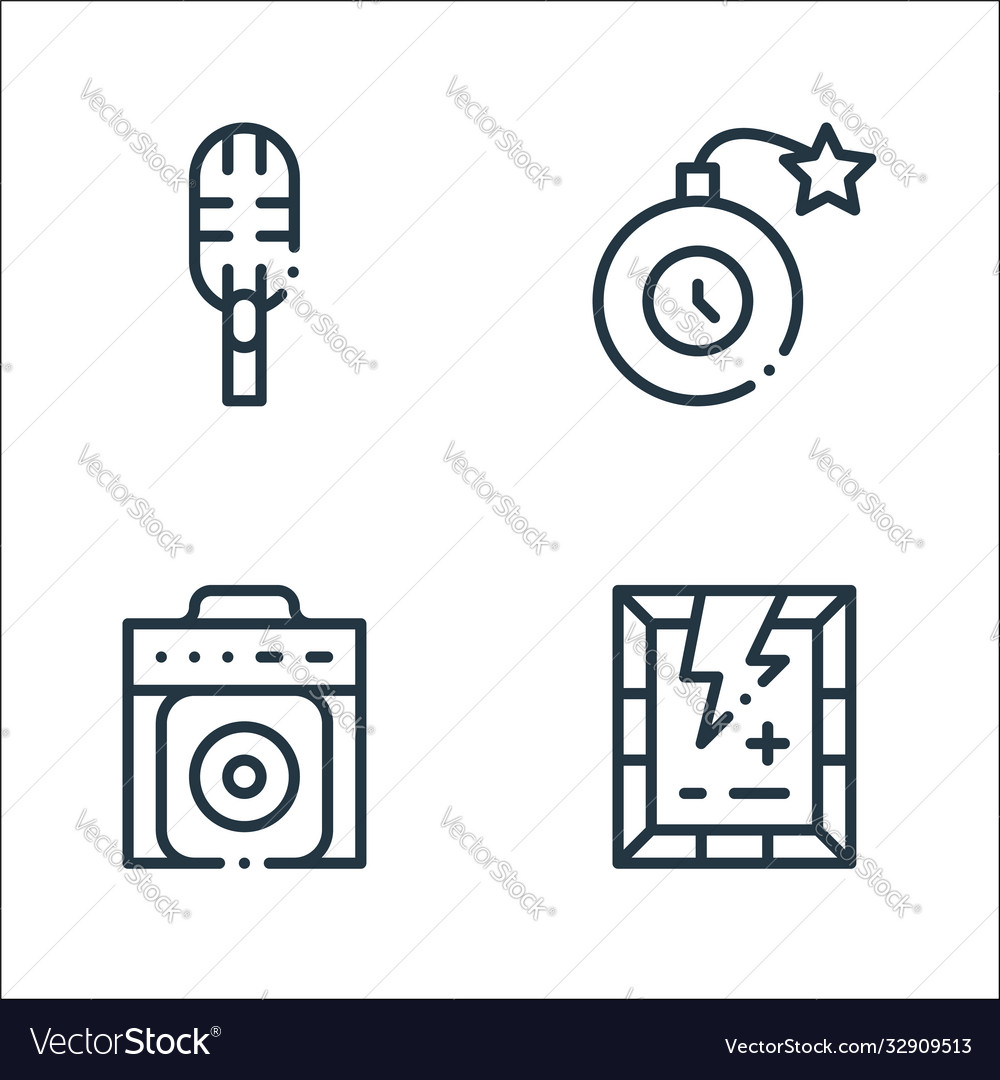 Rock n roll line icons linear set quality