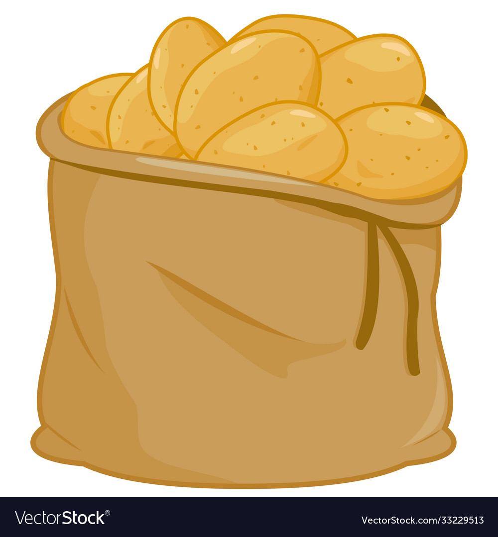 Sack full raw potatoes Royalty Free Vector Image