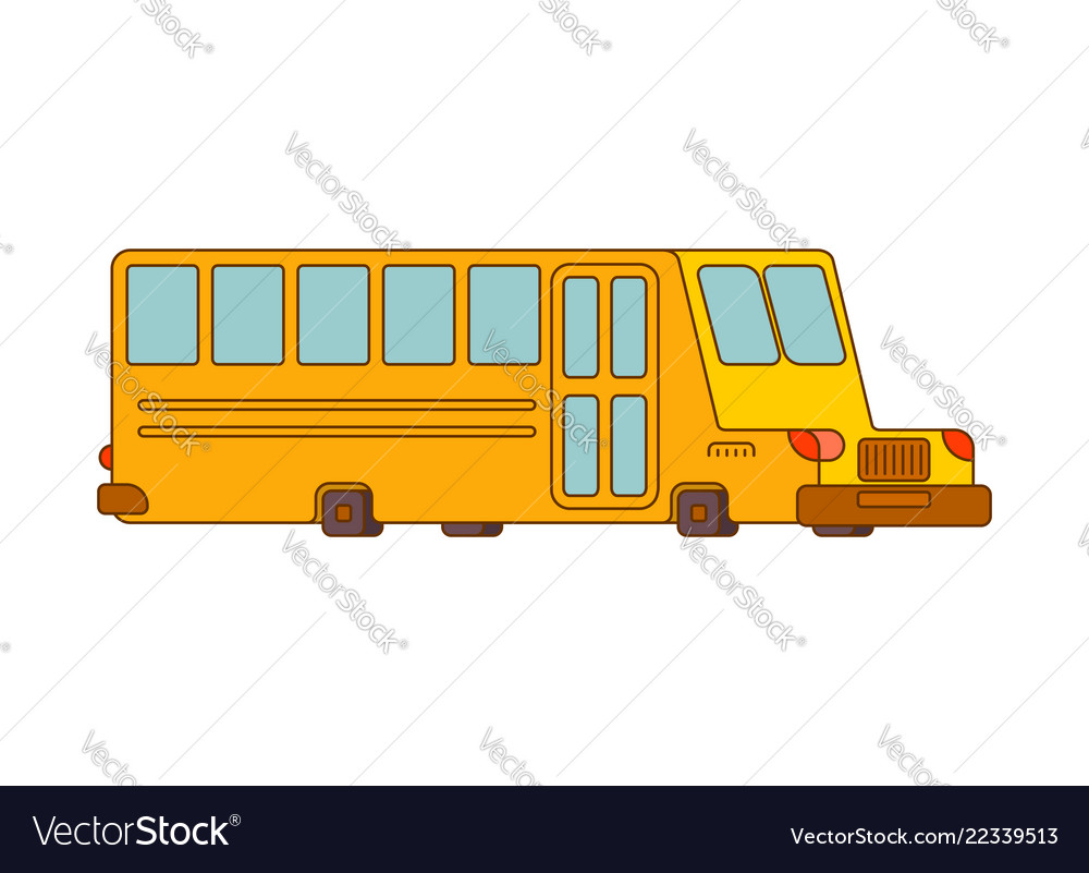 School bus contour style isolated yellow bus for Vector Image