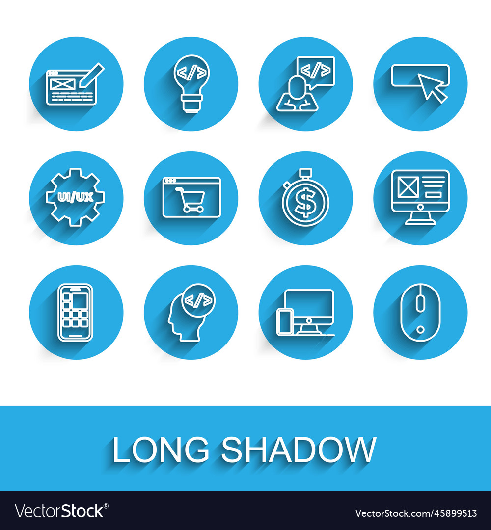Set line mobile apps front end development ui vector image Set line mobile apps front end development ui