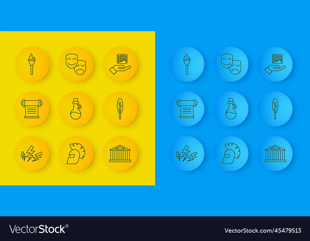 Set line zeus decree parchment scroll bottle vector image Set line zeus decree parchment scroll bottle