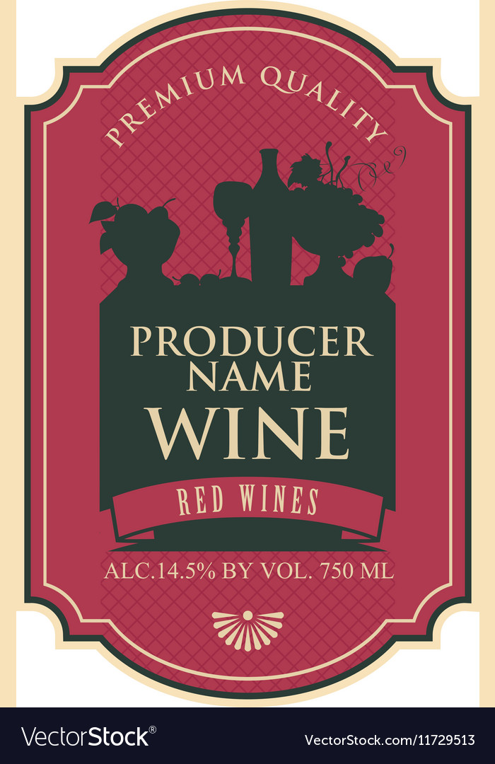 Wine label with still life Royalty Free Vector Image