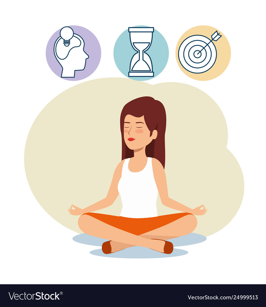 Woman Relaxation With Hourglass And Target Vector Image 3487