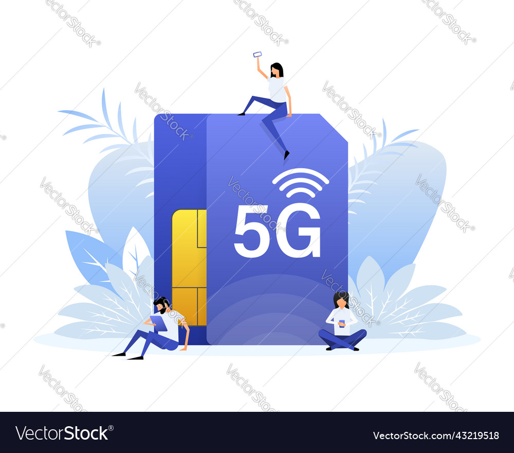5g sim card 4g technology background flat style
