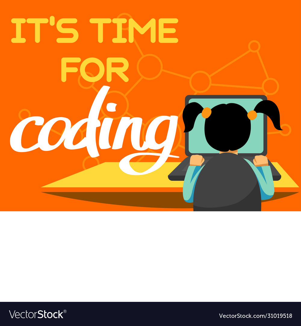 A image girl sitting at desk and coding vector image A image girl sitting at desk and coding