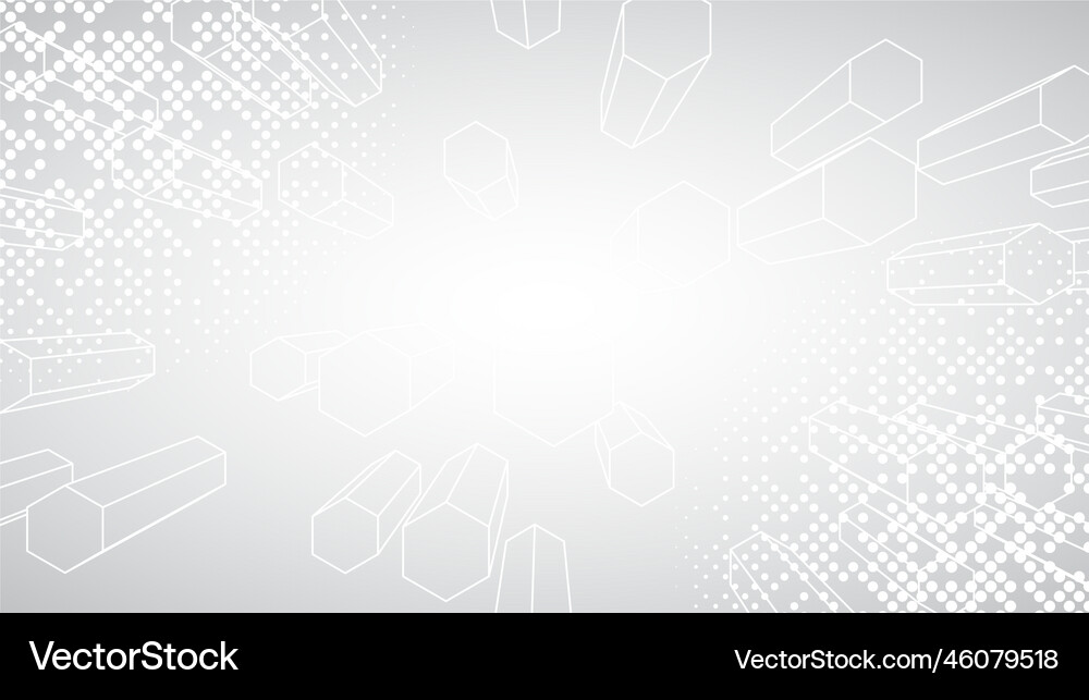 Abstract white background gray hexagon backdrop Vector Image