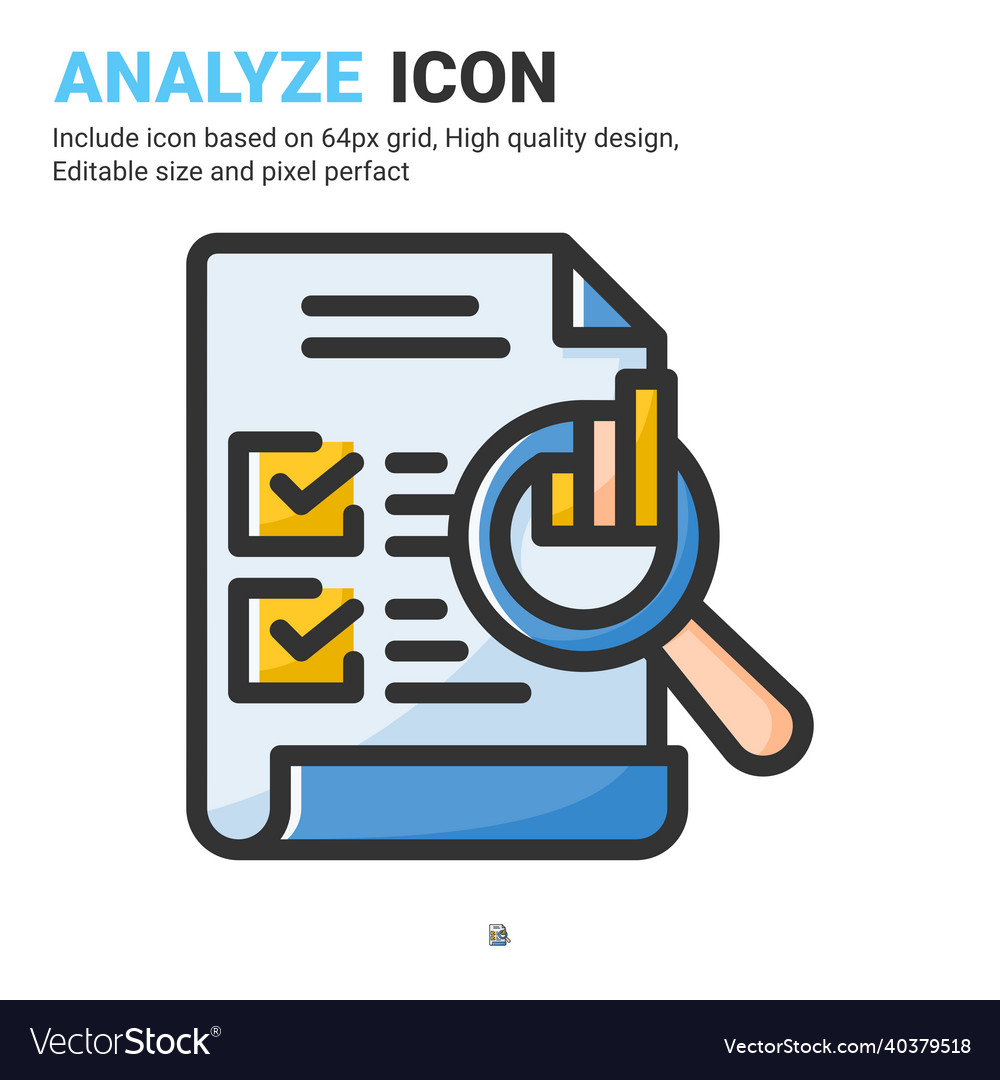 Analyze icon with outline color style isolated vector image Analyze icon with outline color style isolated