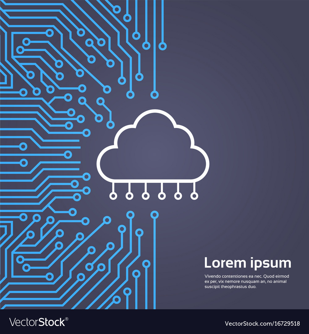 Cloud database over computer chip moterboard