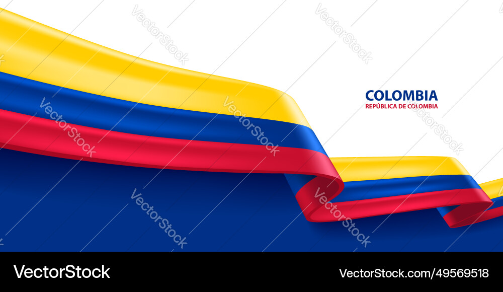 Colombia 3d ribbon flag Royalty Free Vector Image