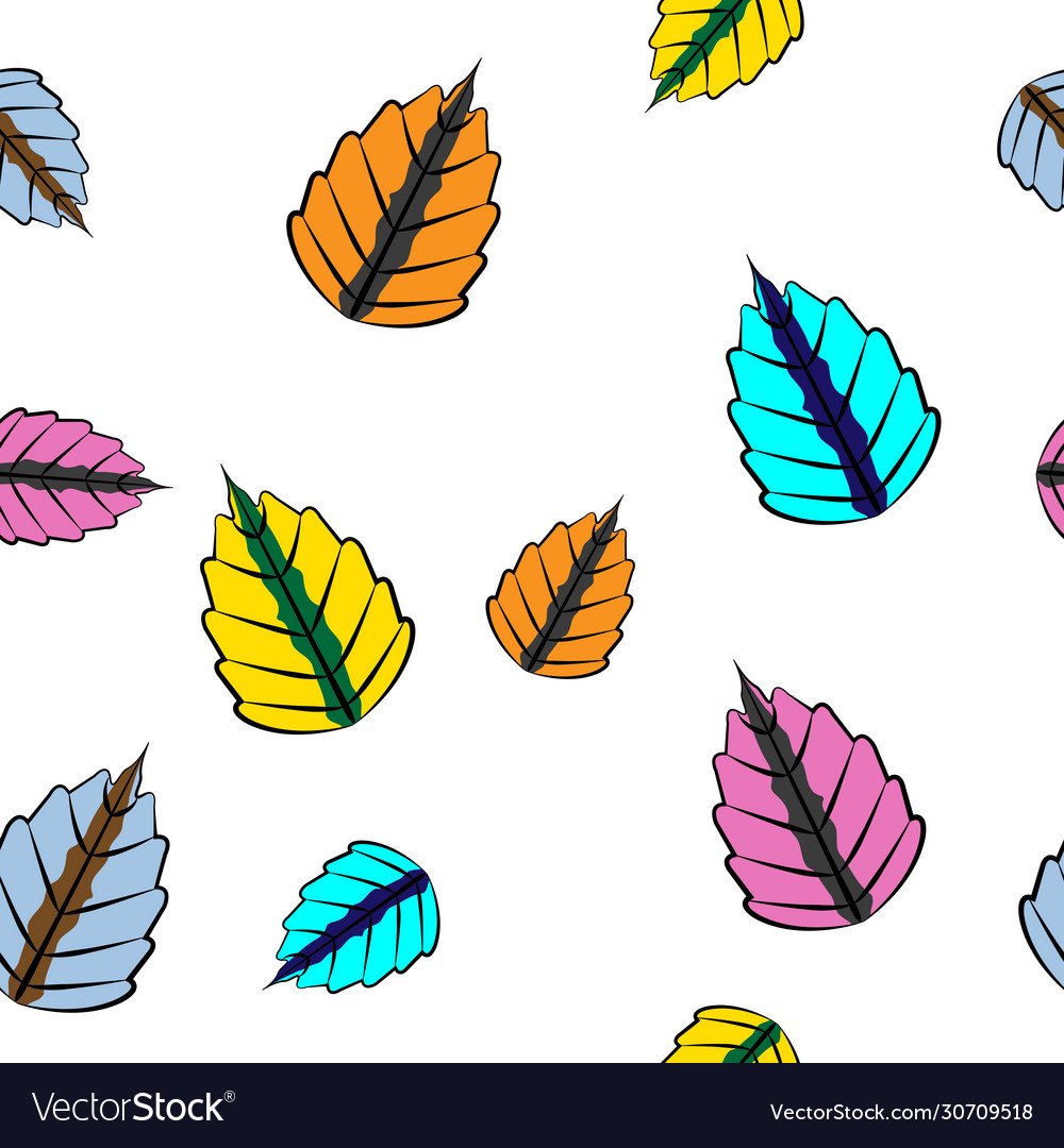 Buntes Blatt nahtloses Muster mit weiß vector image Buntes Blatt nahtloses Muster mit weiß
