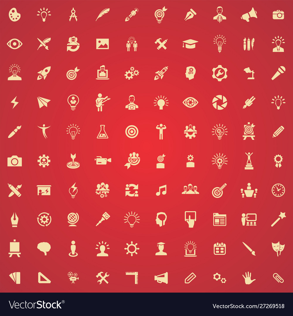 Creative process 100 icons universal set for web