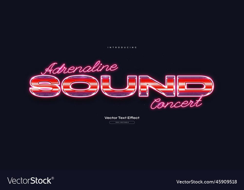 Editable red retro text style with neon effect vector image Editable red retro text style with neon effect