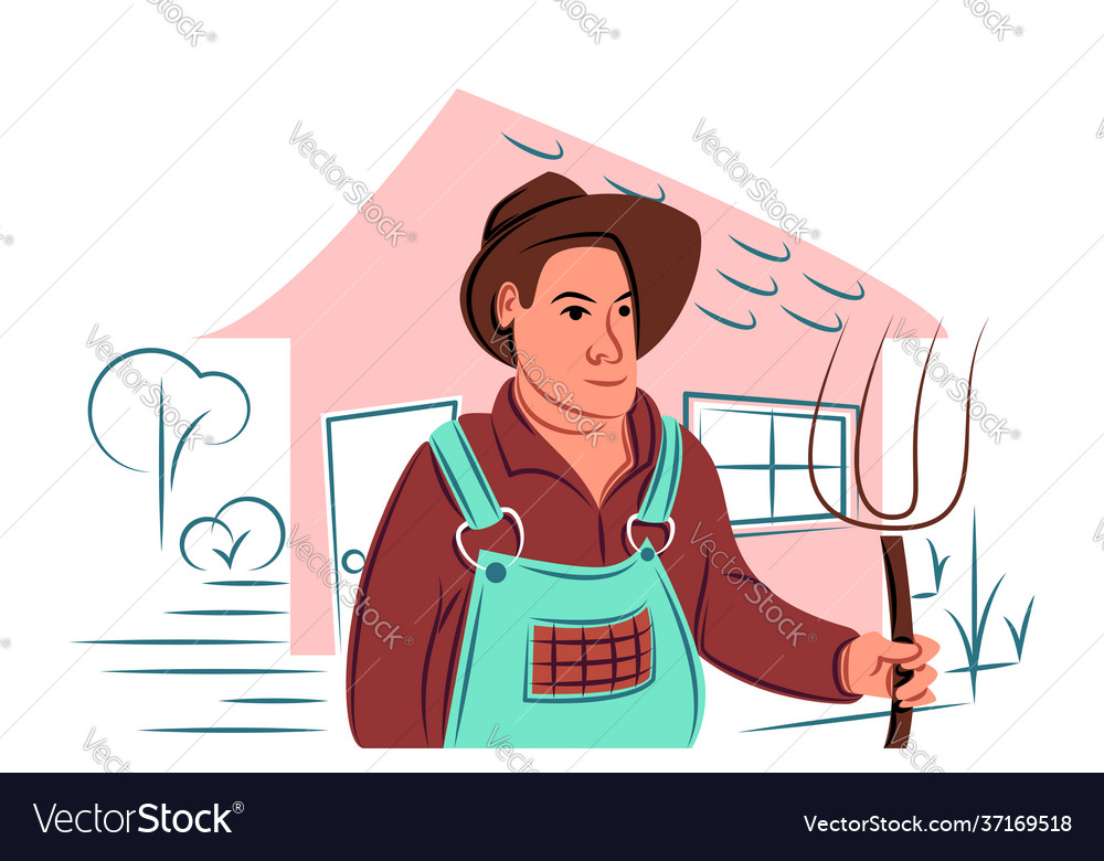 Farmer in shadow sharp lines style Vector Image Farmer in shadow sharp lines style
