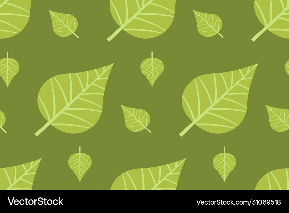 Green leaves background seamless pattern Vector Image