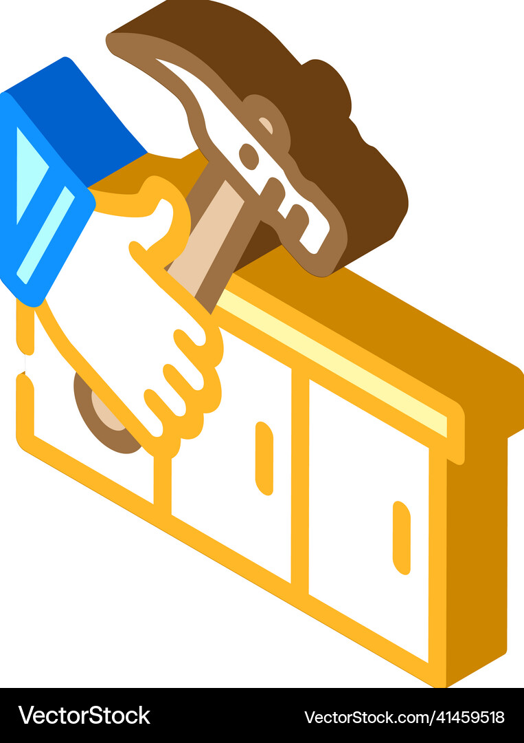 Kitchen worktop repair isometric icon Royalty Free Vector