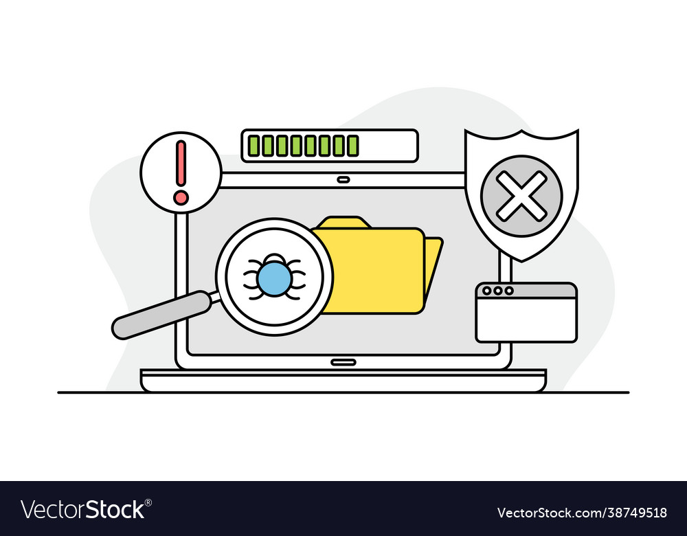 Laptop monitor as programmed machine for operation vector image Laptop monitor as programmed machine for operation