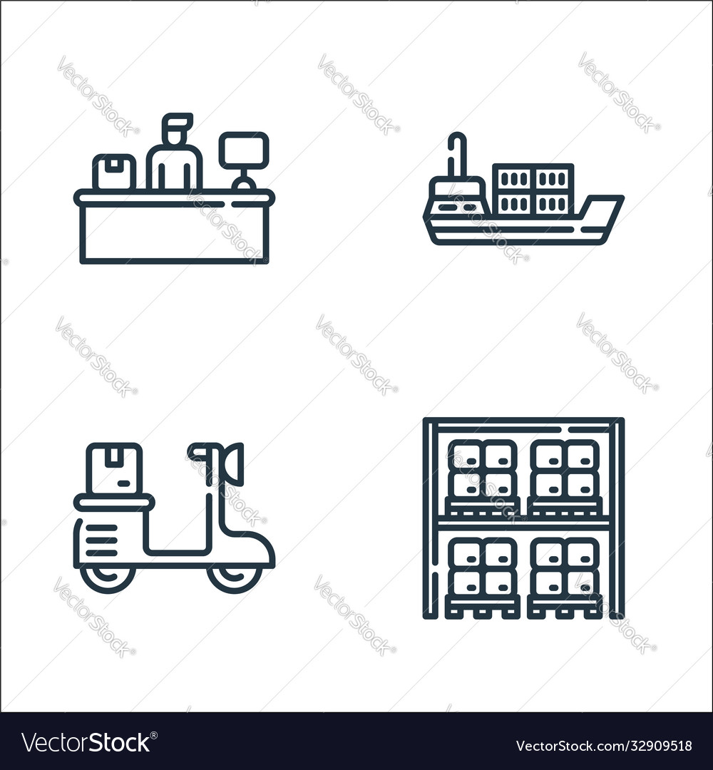 Logistic and delivery line icons linear set