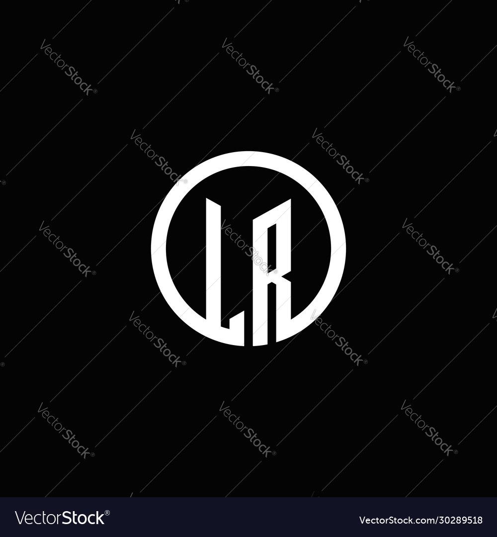 Lr monogram logo isolated with a rotating circle