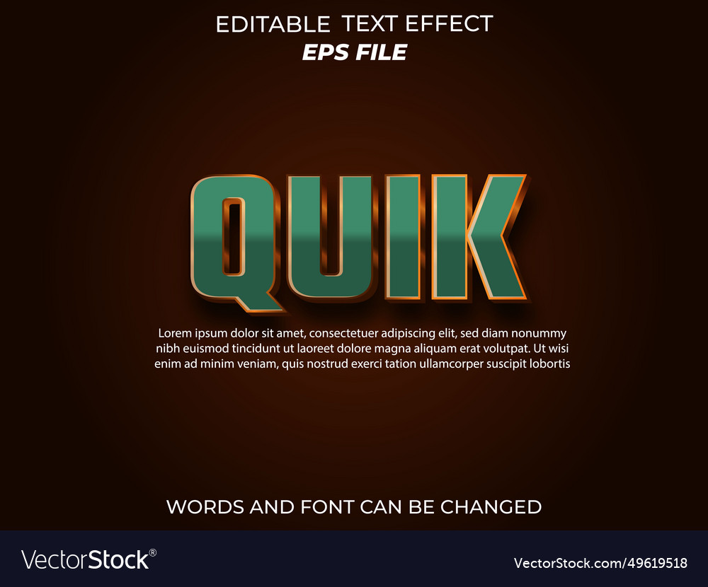 Quik text effect font editable typography 3d