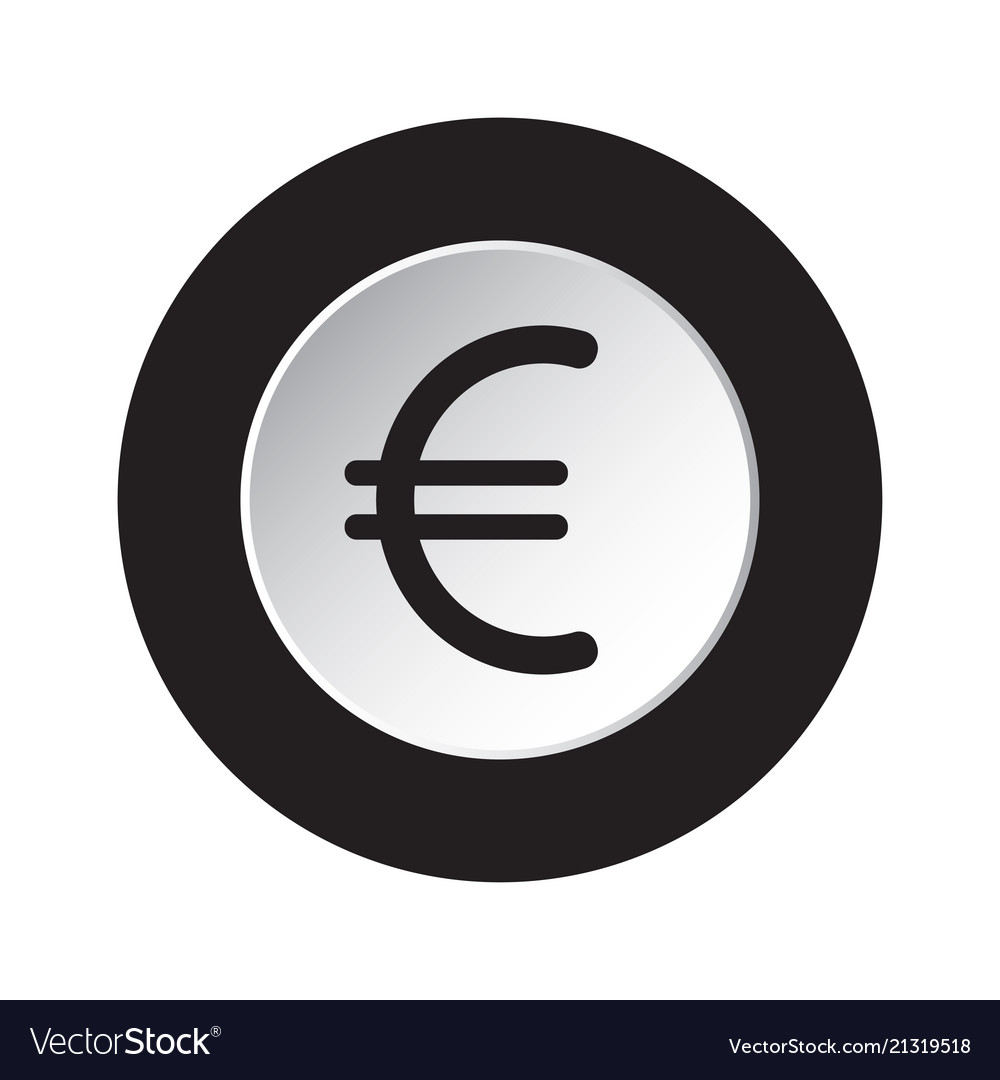 Round Icon Black And White Euro Currency Symbol Vector Image
