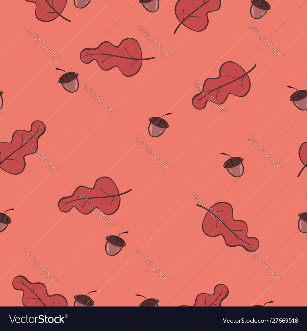 Seamless pattern with acorns and leaves graphics vector image Seamless pattern with acorns and leaves graphics