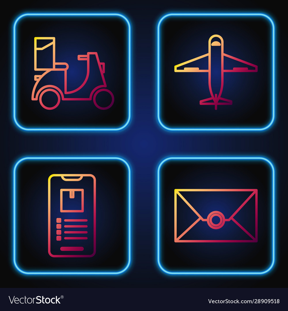 Set line envelope mobile phone with app delivery Vector Image Set line envelope mobile phone with app delivery