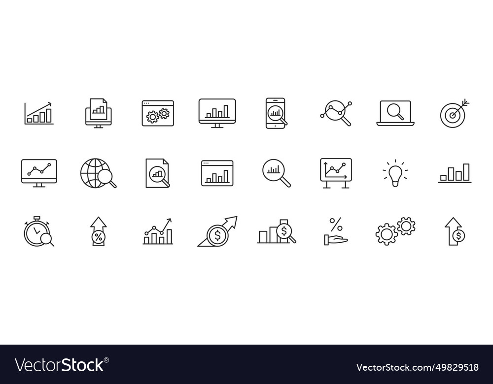 Set von 24 Datenanalyse Web-Icons im Linienstil