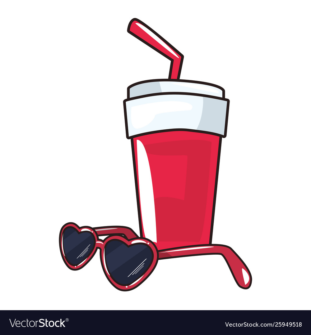 Soda sunglasses pop art background