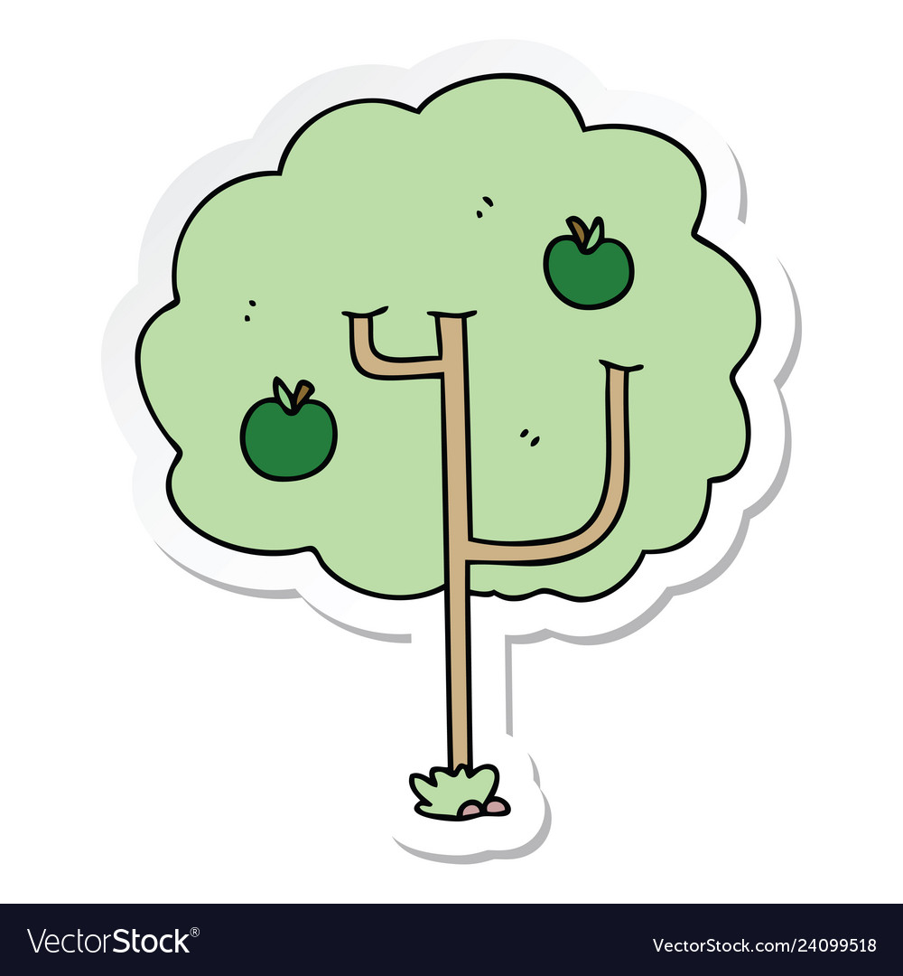 Aufkleber einer quirky Hand gezogen Cartoon Baum