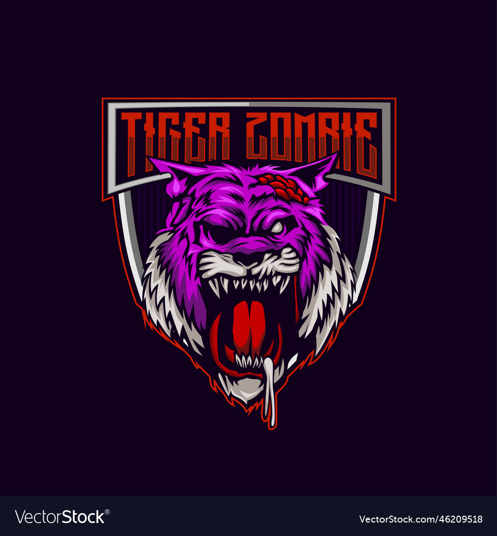 Tiger zombie logo e-sport mascot Royalty Free Vector Image