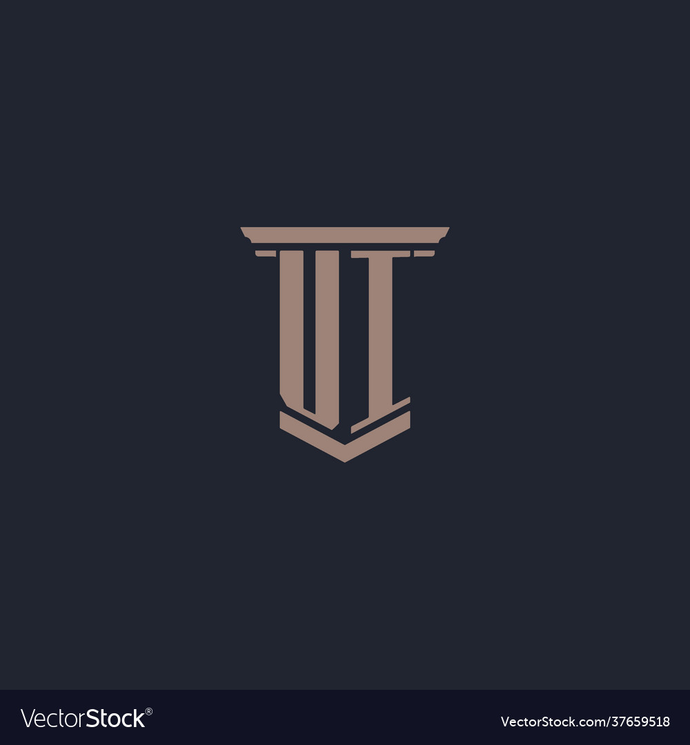Ui initial monogram logo with pillar style design Vector Image Ui initial monogram logo with pillar style design