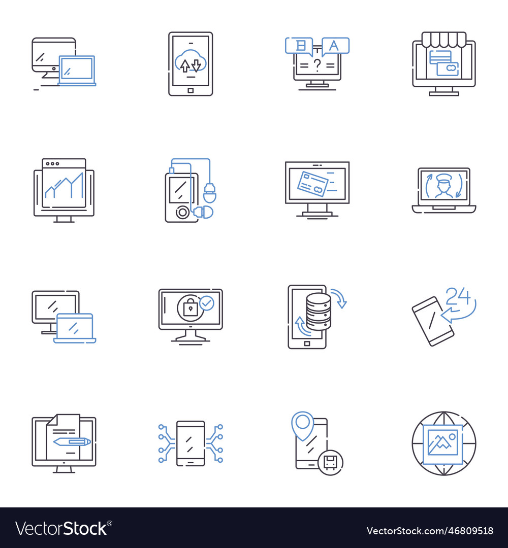 Webverse line icons collection internet web Vector Image