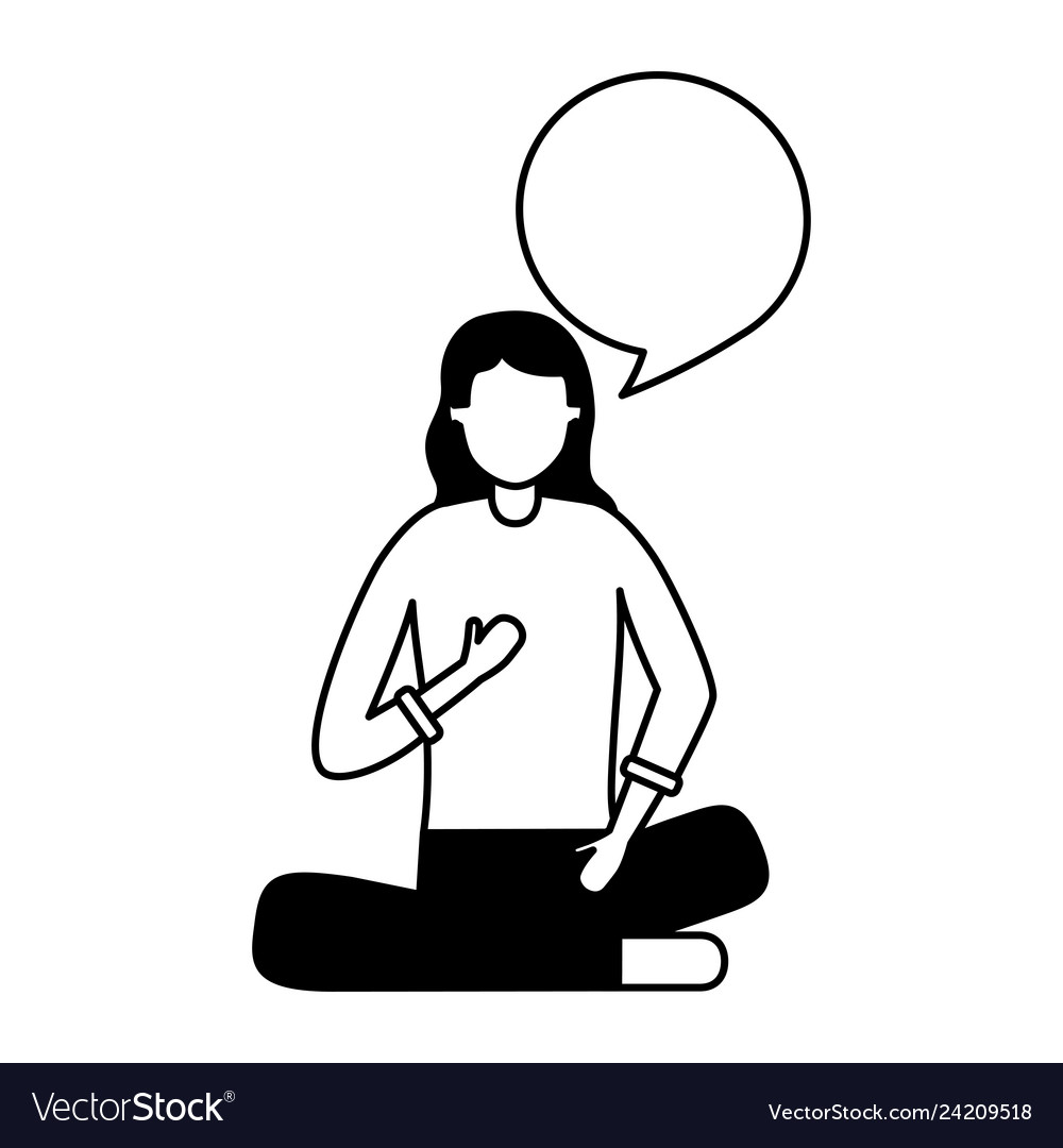 Woman sitting speech bubble Royalty Free Vector Image