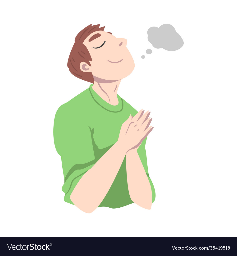 Young man dreaming and fantasizing imagining vector image Young man dreaming and fantasizing imagining
