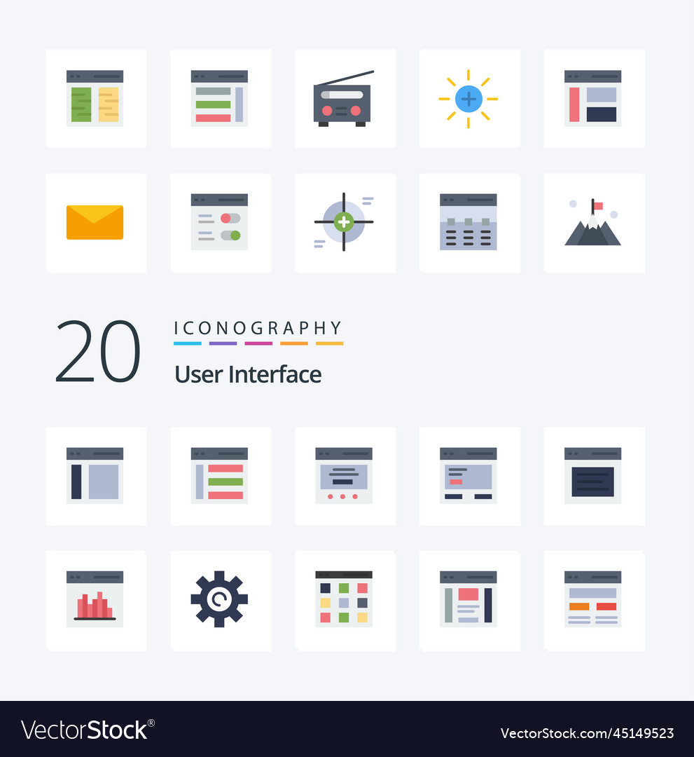 20 user interface flat color icon pack like ui