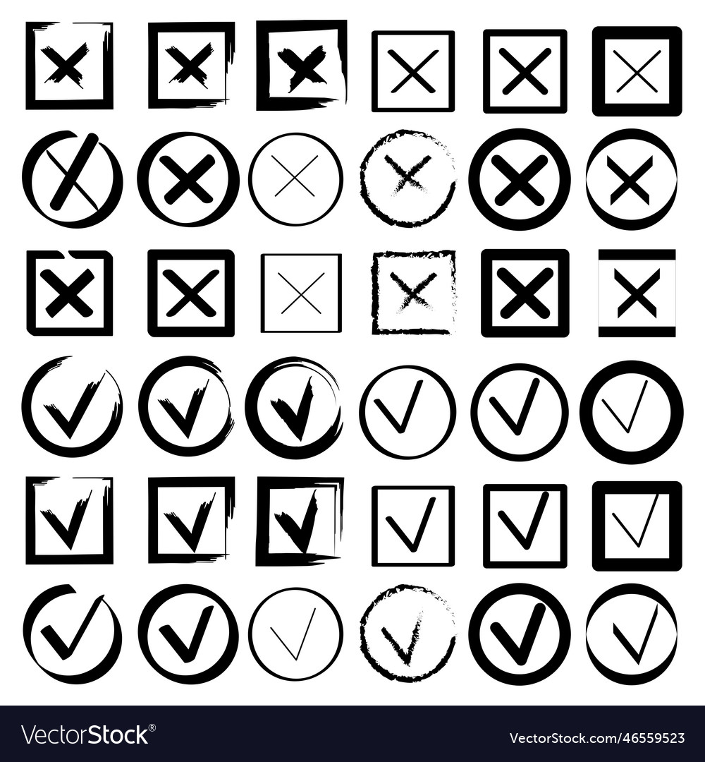 Black cross icon check mark checklist