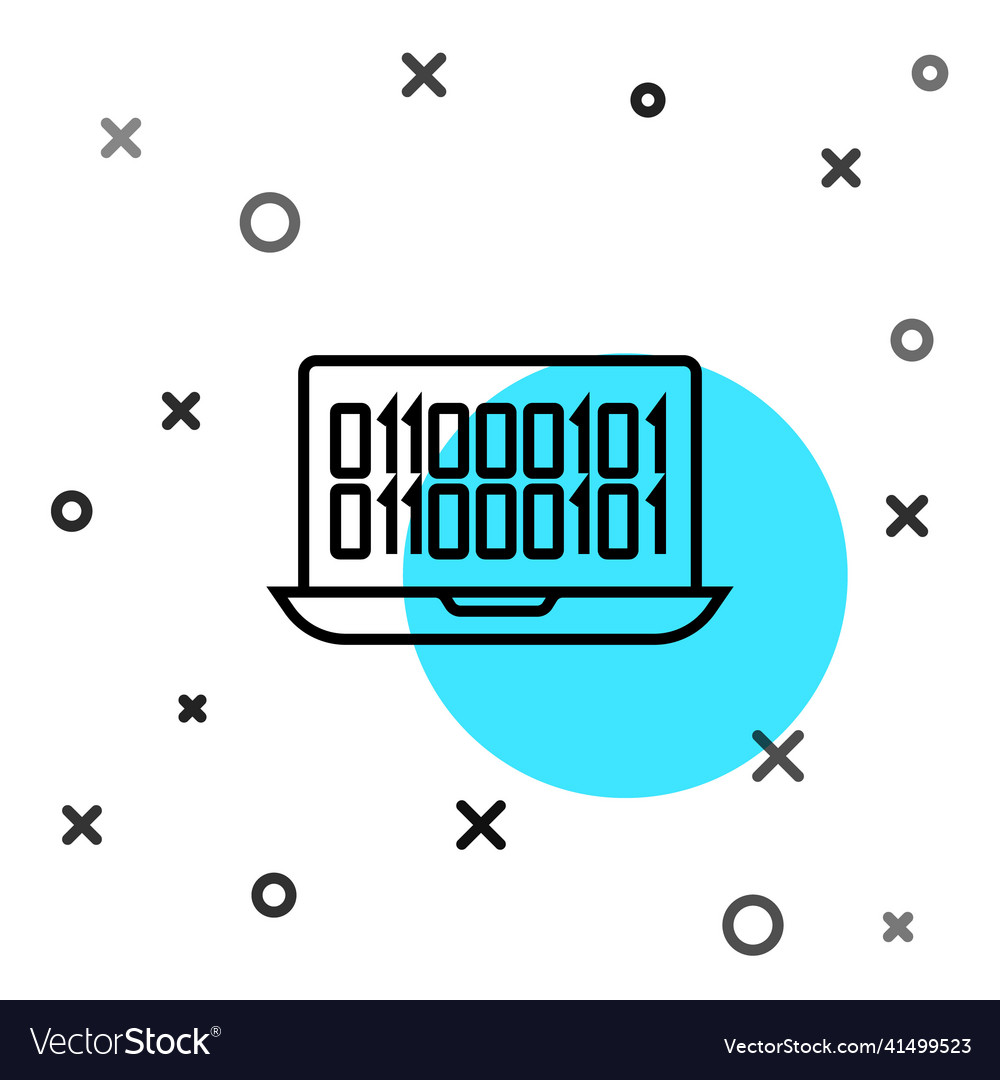Black line binary code icon isolated on white vector image Black line binary code icon isolated on white