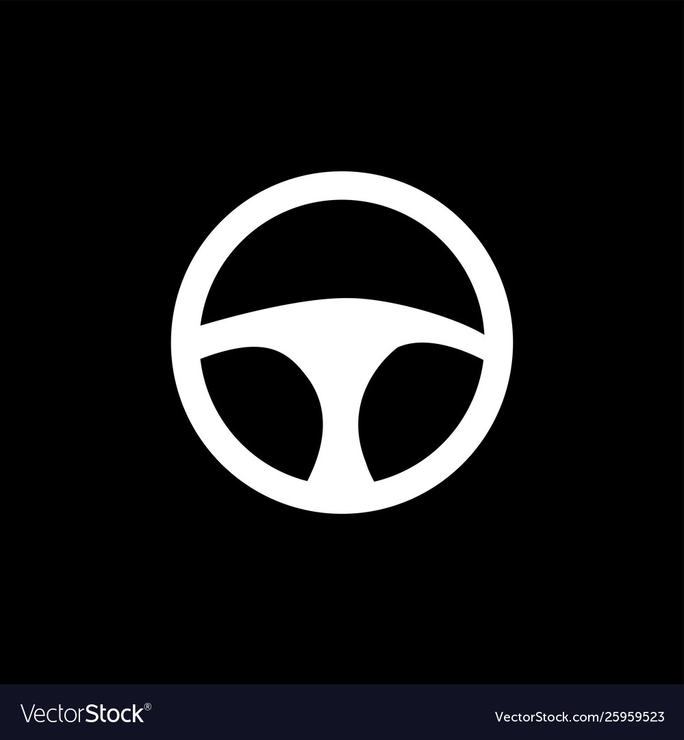 Car steering wheel on black background flat vector image Car steering wheel on black background flat