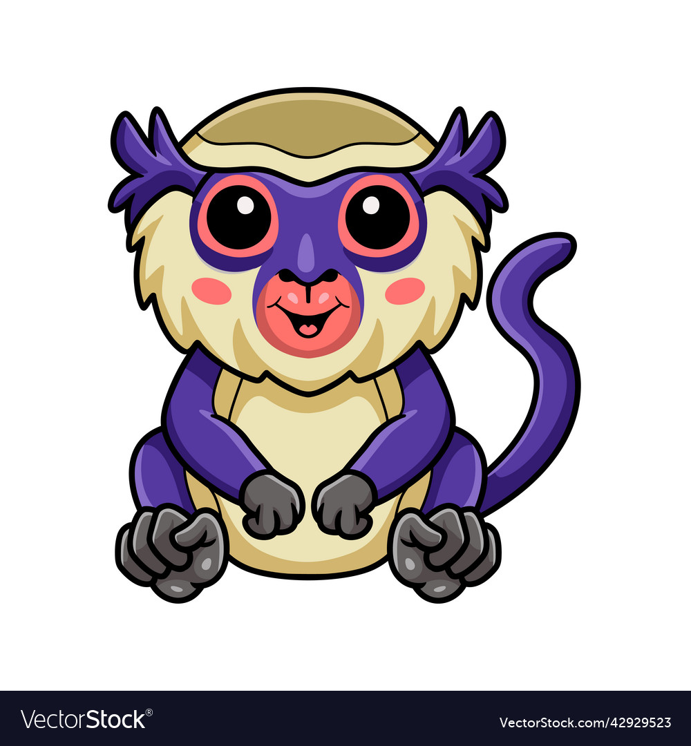 Cute mona monkey cartoon sitting Royalty Free Vector Image