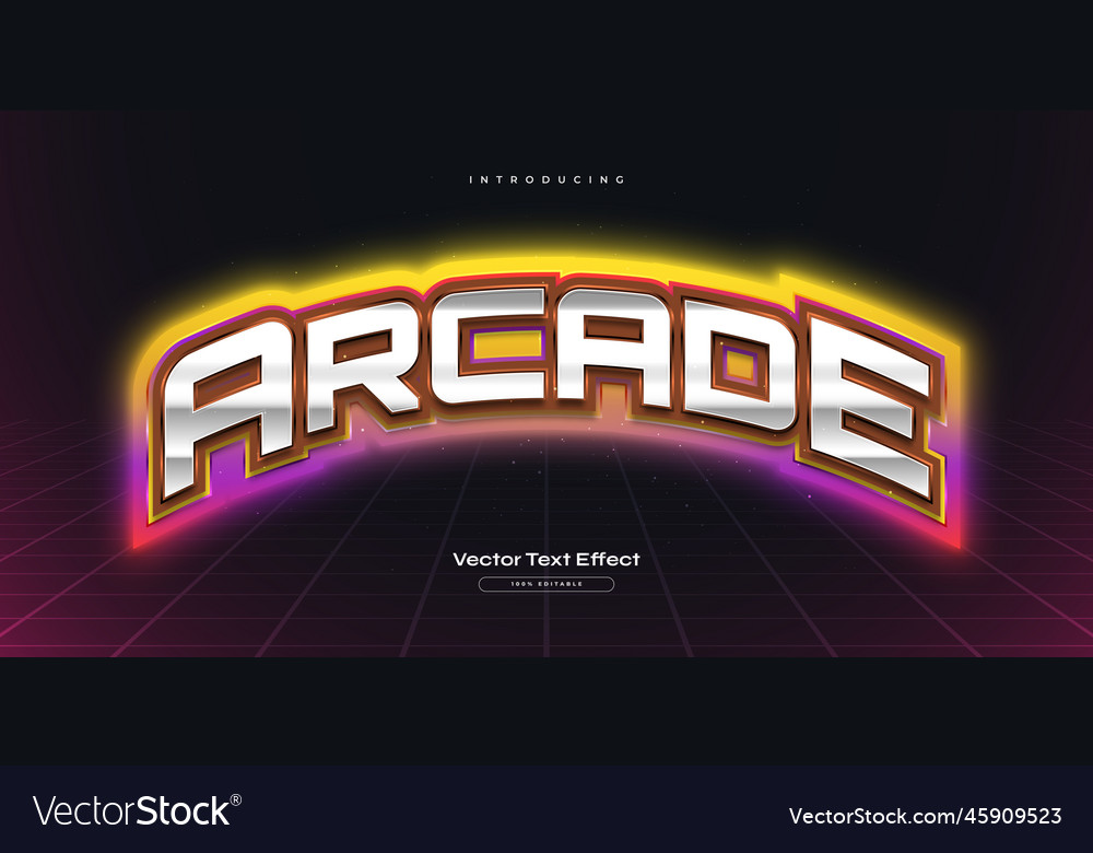 Editable arcade text style with neon effect