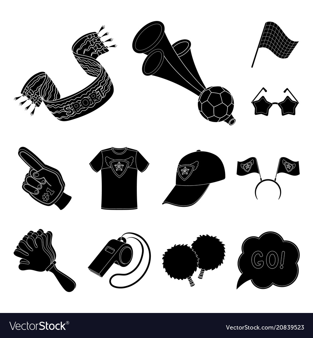 Fan and attributes black icons in set collection