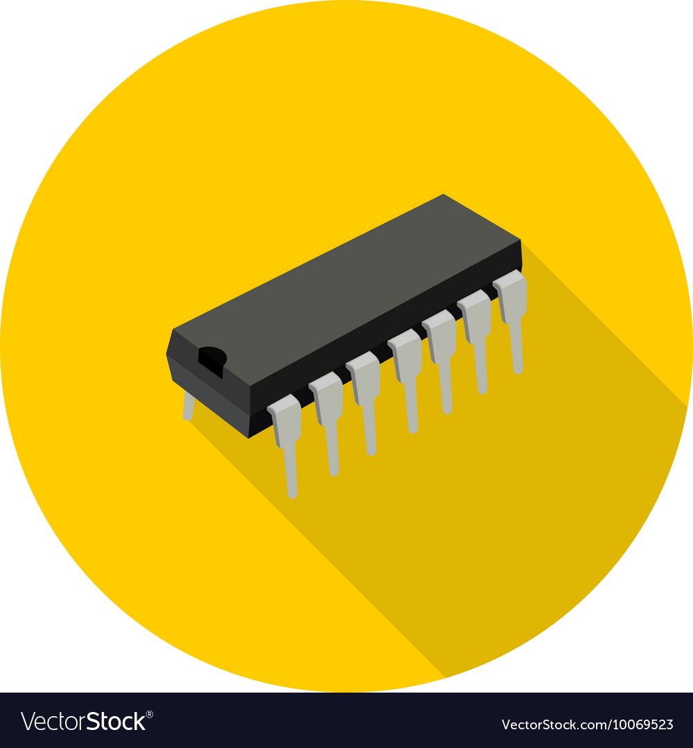 Flat icon microchip