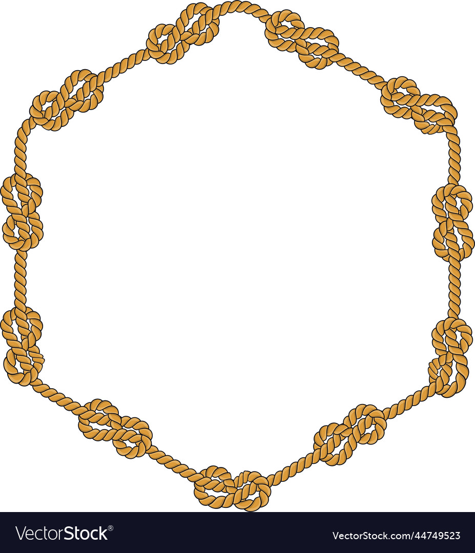 Hexagonal rope frame isolated on white background Vector Image